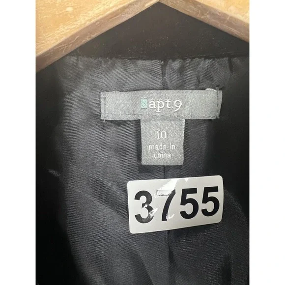 Apt 9 Jacket Womens 10 Black Velvet Floral Embroidered Hook Eye Party Formal - Picture 4 of 9